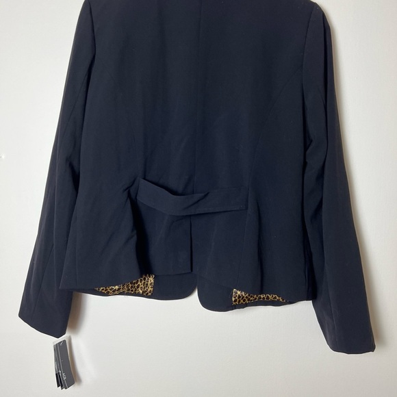 AGB Women Black Blazer Jacket 14 Leopard Business Casual Button Work Preppy - Picture 16 of 16